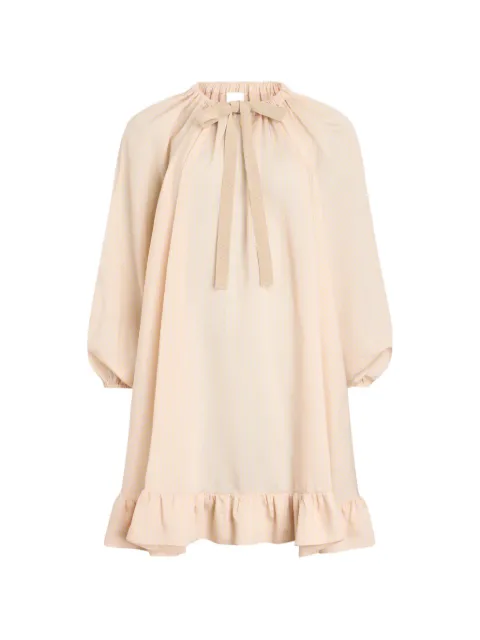 Patou striped-pattern tie-neck mini dress Neutrals DR10802515971