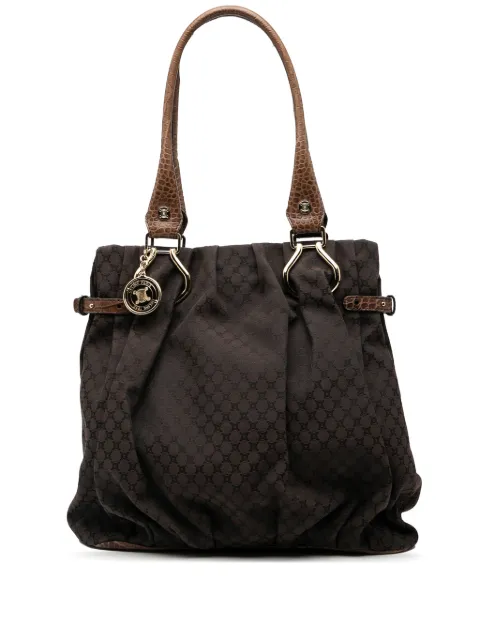 Celine Pre-Owned 2009 Embossed Leather Trimmed Macadam Canvas Vertical tote bag Brown 8TNMO9S66EI1CPTT