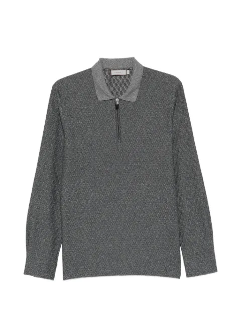 Canali zip-fastening patterned polo shirt Grey T0907MJ02336