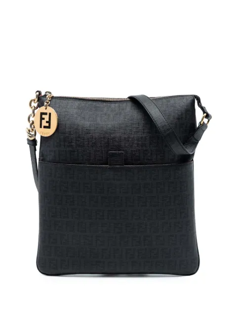 Fendi Pre-Owned 2000-2010 Zucchino Coated Canvas Charm Zip crossbody bag Black DC6U0J4T3Z58I4X5