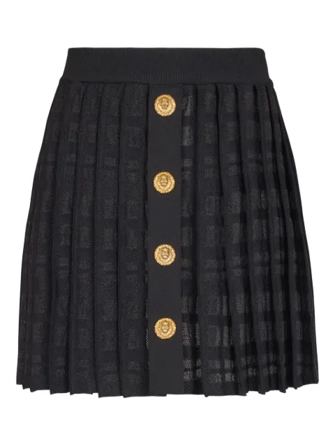 Balmain plaid-check pleated skirt Black GF1LB664KJ34