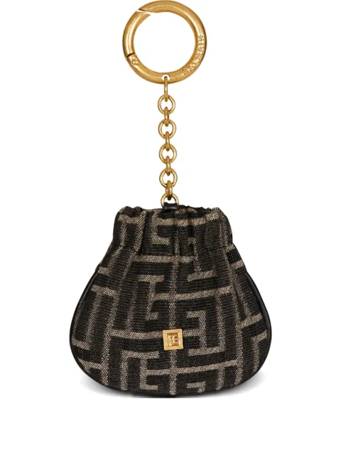 Balmain Pulse monogram jacquard key ring Black GN1RR270TJQO