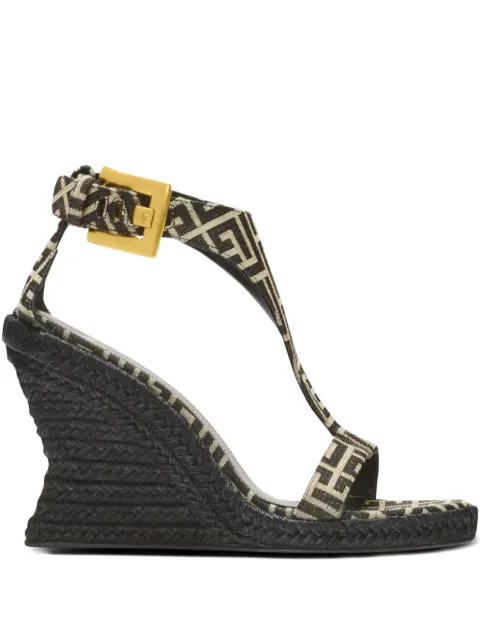 Balmain Anthem wedge espadrilles in monogram jacquard Black GN1UH205TJBM
