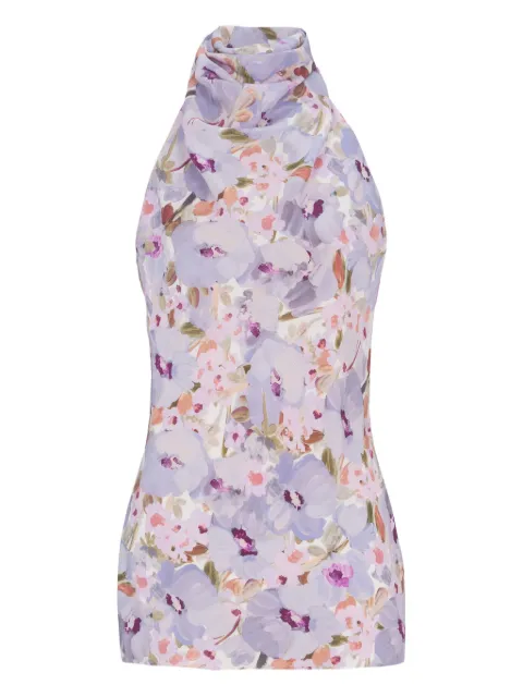 Balmain sleeveless top with poppy flower print Purple GF1AE165SF37