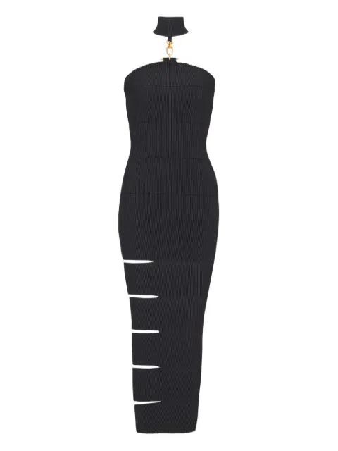 Balmain long-sleeveless dress with embellished detail Black GF1RP880KJ42
