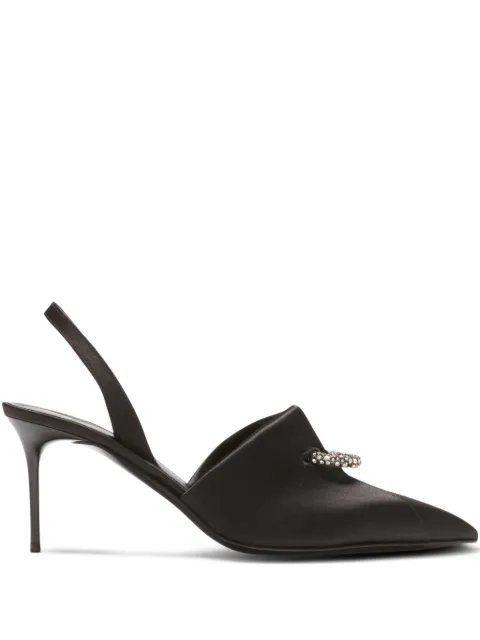 Balmain piercing-detail satin pumps Black GN1UK190TRSO