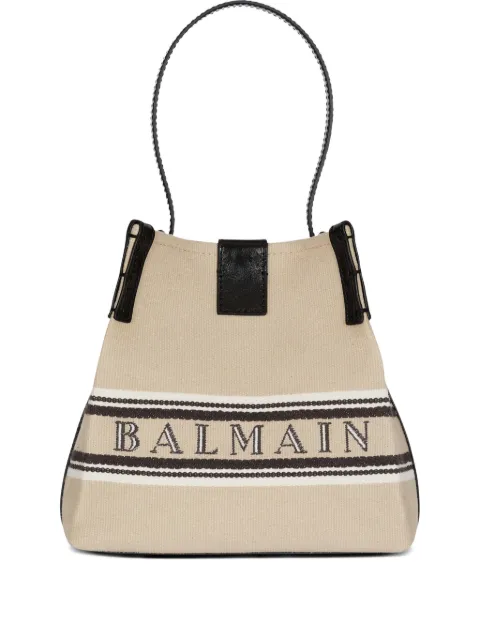 Balmain Release striped-detail bucket bag Neutrals GN1CA032TJBR
