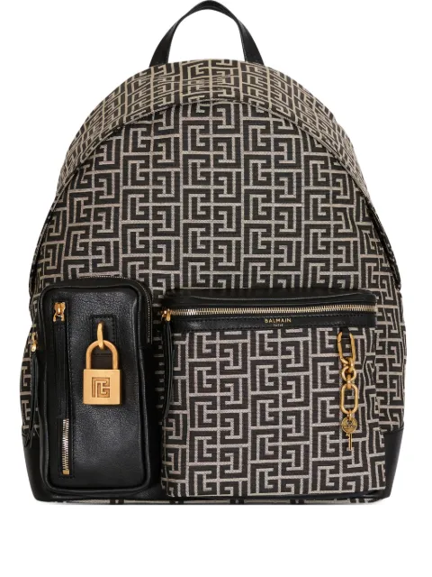 Balmain Pulse monogram-jacquard backpack Black GM1GE276TJOL