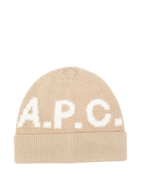 A.P.C. logo-embellishment beanie Neutrals WOASLM25113