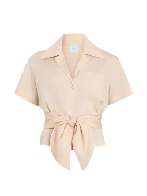 Patou knotted striped-pattern shirt Neutrals BL0580251