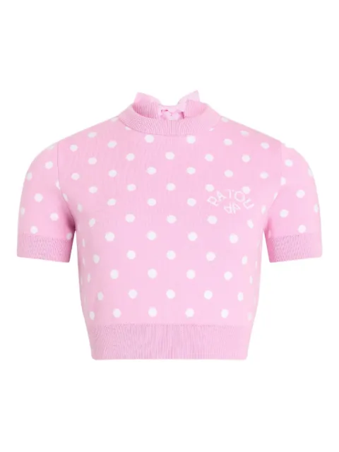 Patou polka-dot knitted T-shirt Pink KN31880895973