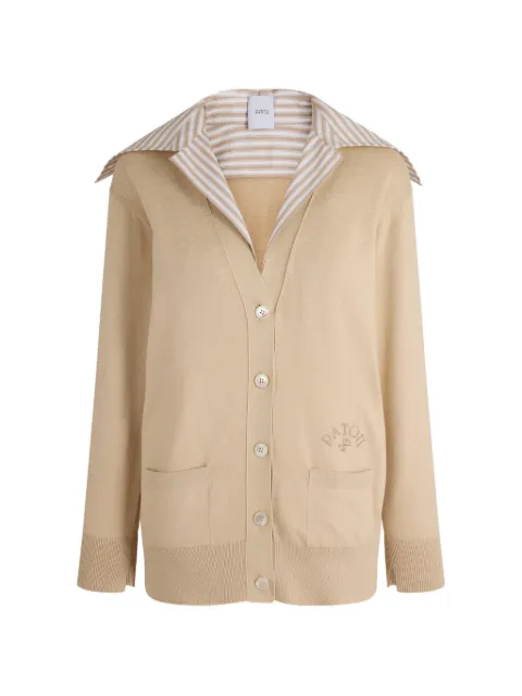 Patou poplin-collar cardigan Neutrals KN3448091124B