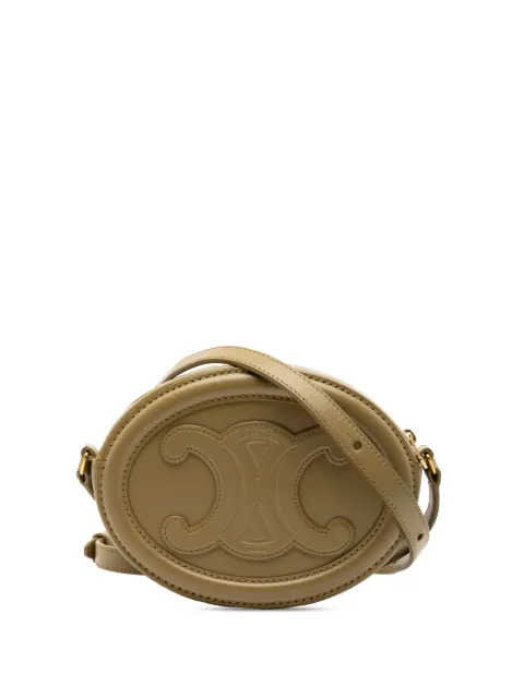 Celine Pre-Owned 2022 Small Calfskin Cuir Triomphe Oval crossbody bag Green DUAKQJZKAYWYQOW8