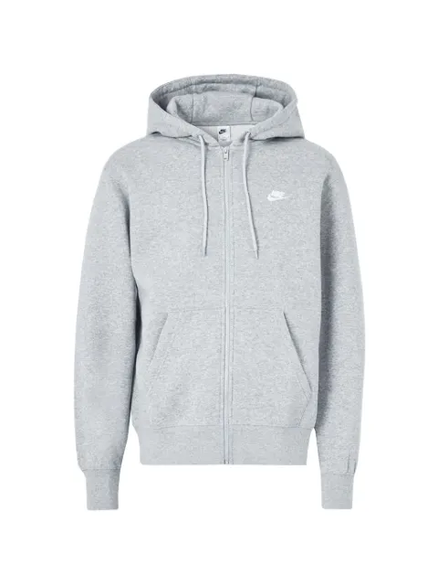Nike logo-embroidered zip-fastening hoodie Grey FN3861