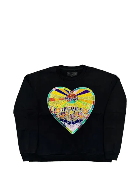 Who Decides War graphic-print sweatshirt Black 231389M204033