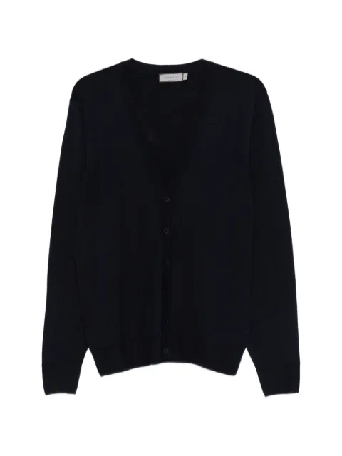 Canali button V-neck cardigan Blue C0007MK01149