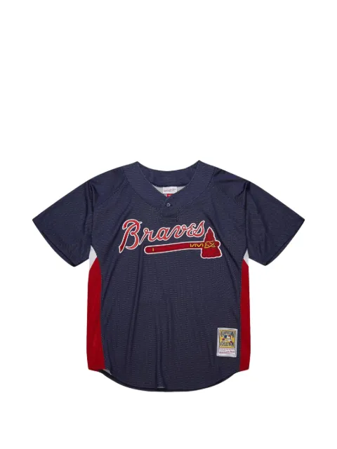 Mitchell & Ness 007 Atlanta Braves striped-detail top Blue ABPJ7106ABR07CJONAVY