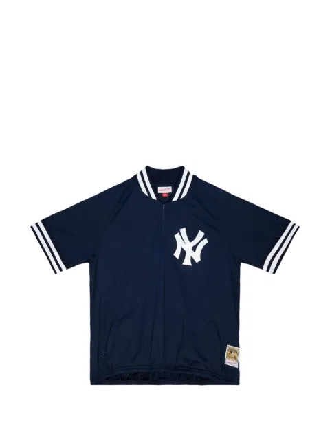 Mitchell & Ness 1988 New York Yankees stripe-collar half-zip polo shirt Blue ABQZ3002NYY88PPPNAVY
