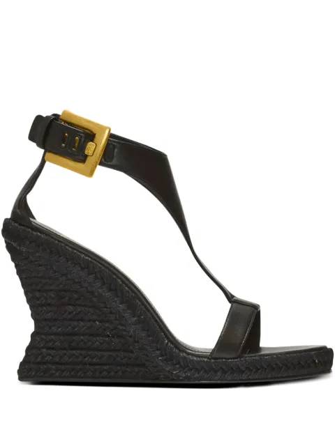 Balmain Anthem wedge lambskin espadrilles Black GN1UH204LNAP