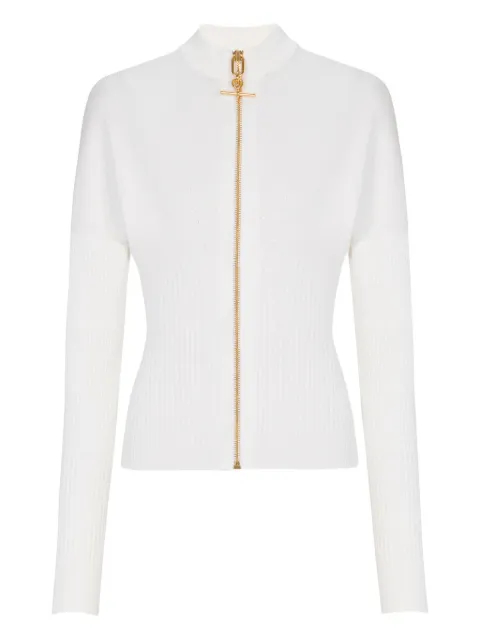 Balmain zip-up knitted cardigan White GF1TE201KJ44