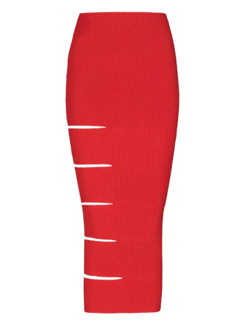 Balmain cut-out knitted skirt Red GF1LD535KJ42