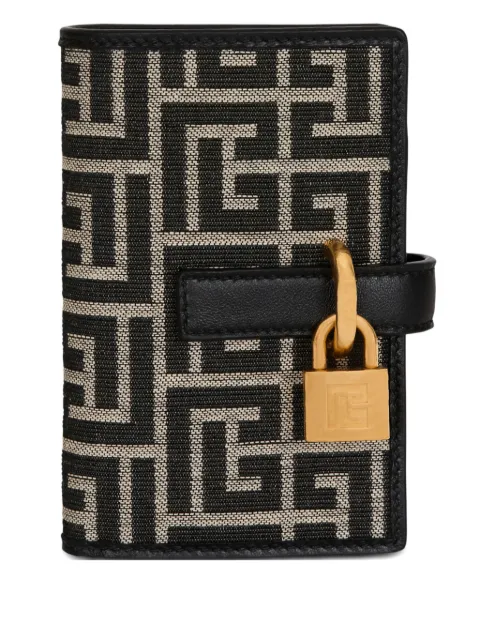 Balmain monogram jacquard wallet Black GN1MG273TJQO
