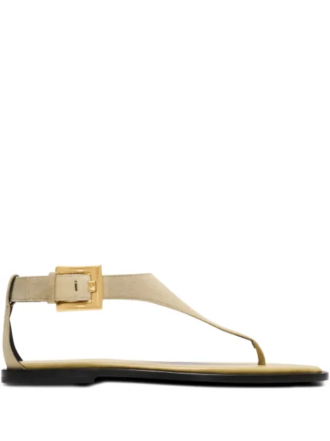 Balmain Anthem flat toe-post sandals in suede Neutrals GN1UH206LCTA