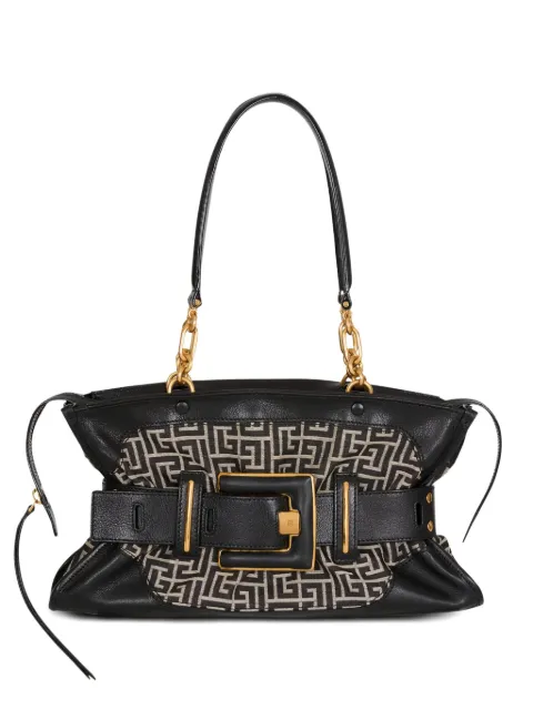 Balmain Anthem monogram jacquard tote bag Black GN1DB043TJOL