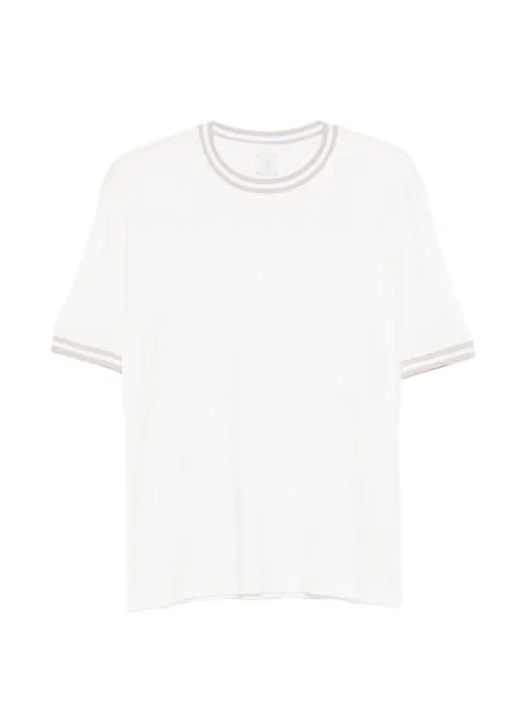 Eleventy ribbed-trim T-shirt White M75TSHM13TES0M291