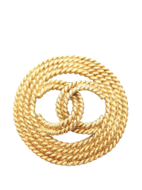 CHANEL Pre-Owned 1980-1990 Gold Plated CC Rope Brooch costume brooch Gold TZXWE2EDW1TSKL0B