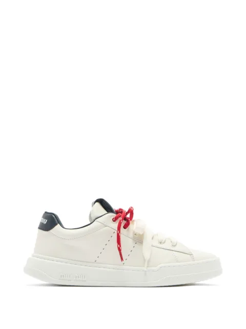 Miu Miu logo-print leather sneakers Neutrals 5E387E055F0BJO