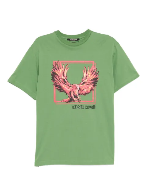 Roberto Cavalli graphic-print cotton T-shirt Green N0T60EJD06004940