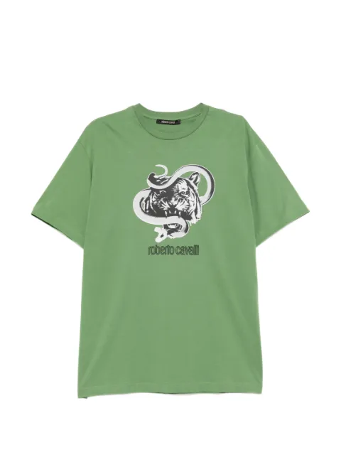 Roberto Cavalli graphic-print cotton T-shirt Green N0T60JJD06004940
