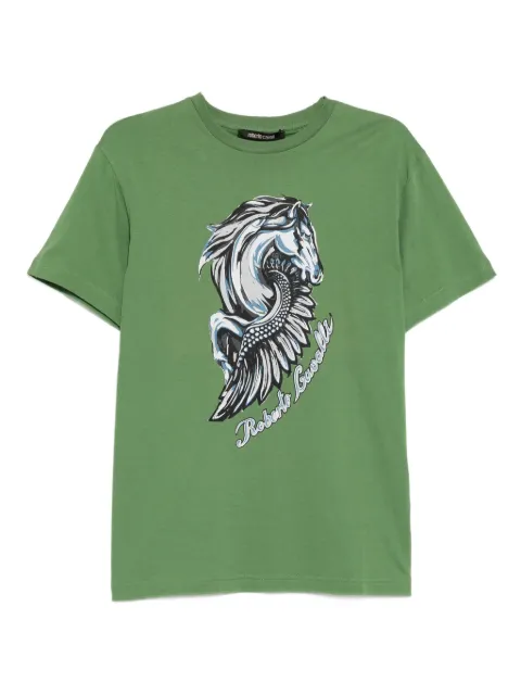Roberto Cavalli graphic-print cotton T-shirt Green N0T60PJD06004940