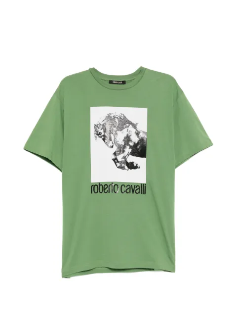 Roberto Cavalli graphic-print cotton T-shirt Green N0T60DJD06004940