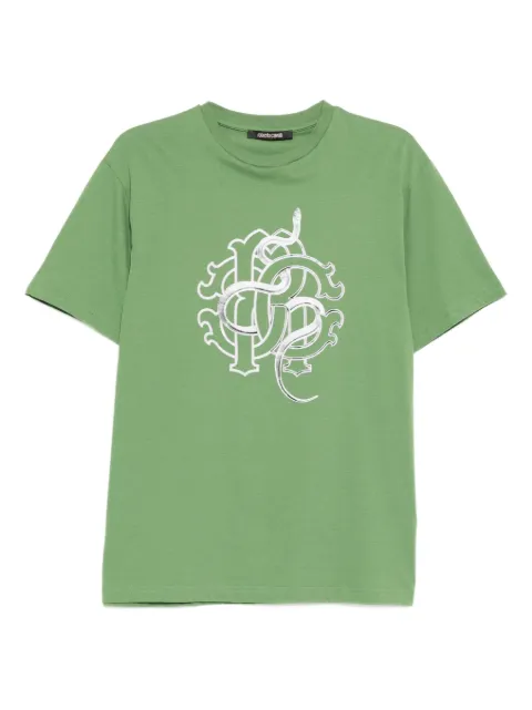 Roberto Cavalli graphic-print cotton T-shirt Green N0T60TJD06004940