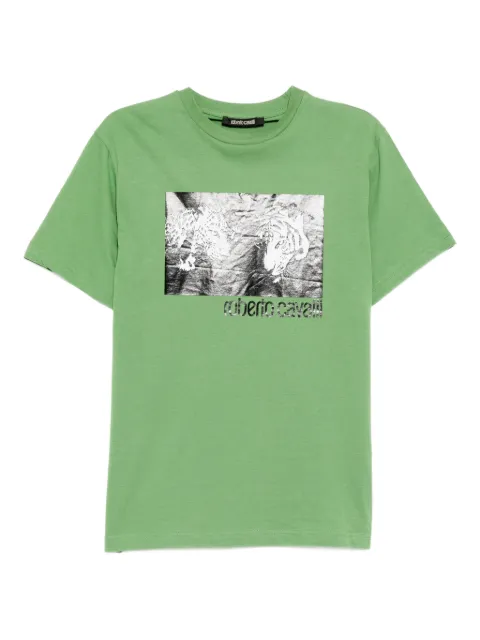 Roberto Cavalli graphic-print cotton T-shirt Green N0T60CJD06004940