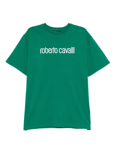 Roberto Cavalli logo-print cotton T-shirt Green N0T60IJD06004940