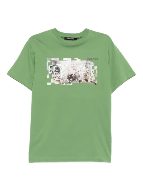 Roberto Cavalli graphic-print cotton T-shirt Green N0T60KJD06004940