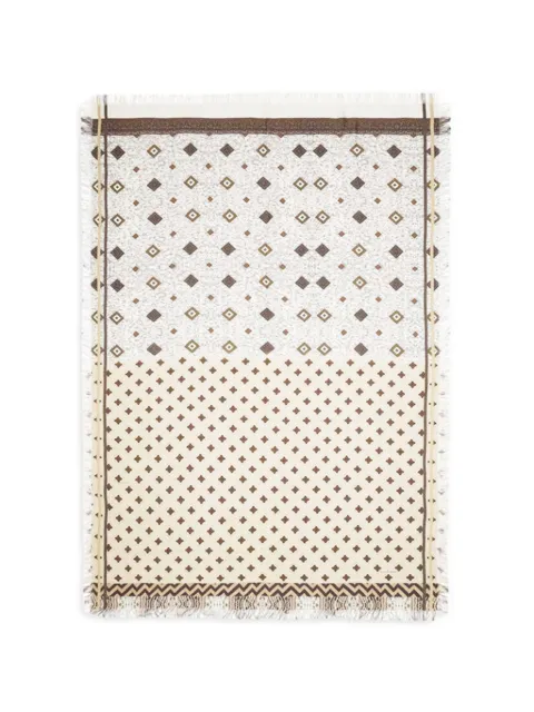 Pierre-Louis Mascia geometric-pattern fringed scarf Neutrals ALOEUWSW135X195S4