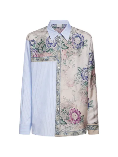 Pierre-Louis Mascia Aloe floral striped shirt Blue ALOMHICML11873