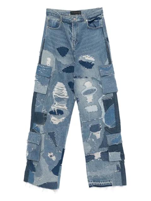 Who Decides War ripped patchwork cargo jeans Blue UNEARTHEDCARGOS
