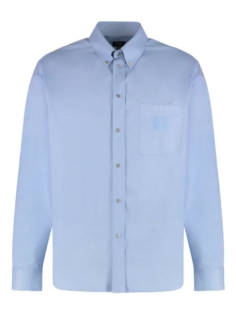 FENDI logo-embroidered chest-pocket shirt Blue FS1296AVZDF0QR0