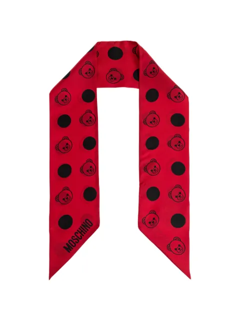 Moschino polka-dot teddy silk scarf Red E3242M5891