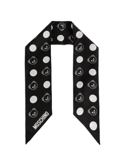 Moschino bear polka-dot silk scarf Black E3242M5891