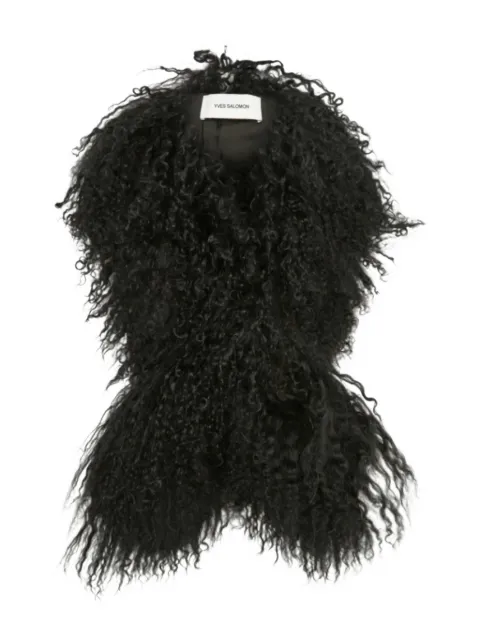 Yves Salomon long-haired lamb scarf Black 26W26WAA628XXAGMO