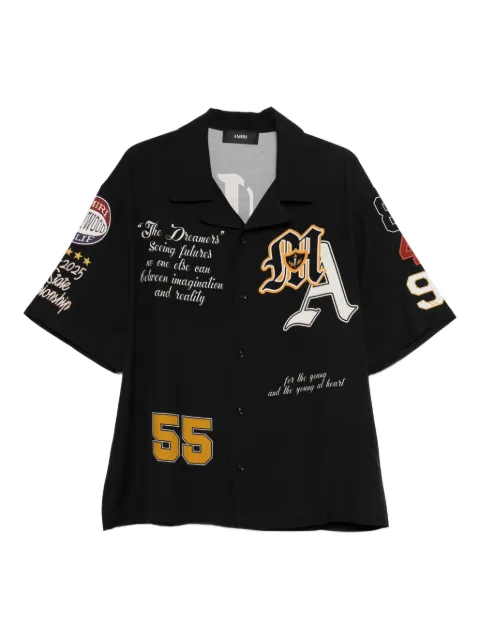 AMIRI Varsity patch oversized camp shirt Black AMTOSH1043