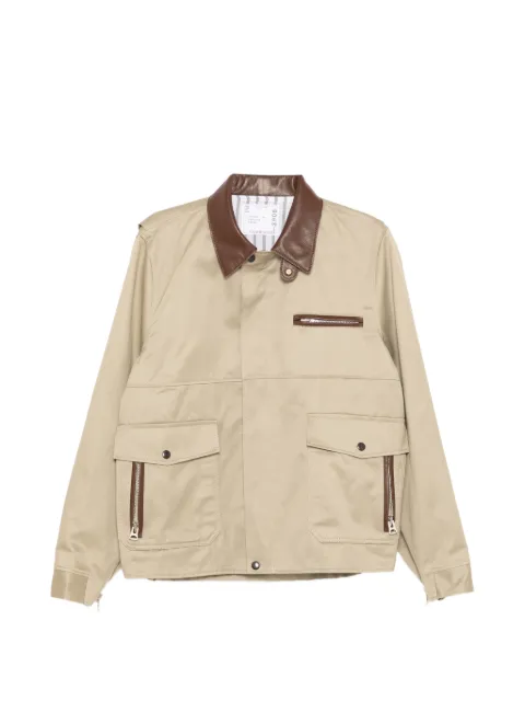 sacai shirt-collar cotton jacket Neutrals 2603908M