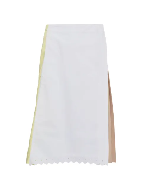 pushBUTTON pleated colourblock midi skirt White PB2610402W00402WWHDOT