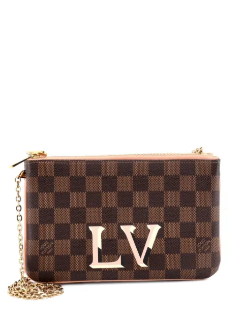 Louis Vuitton Pre-Owned Double Zip Pochette Damier clutch bag Brown RPY2FMHU7PVMJ1T7